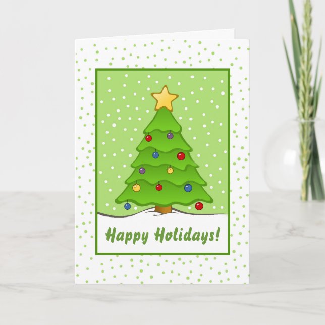 Adorable Christmas Tree Art Feiertagskarte (Vorderseite)