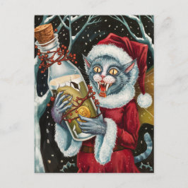 Adorable Christmas Vampire Gray Cat Fairy Postkarte