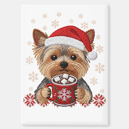Adorable Christmas Yorkshire Terrier Magnet