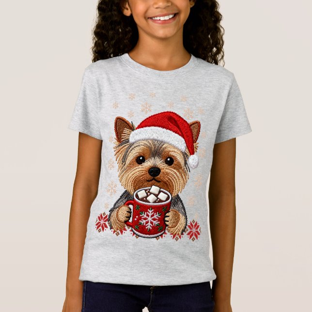 Adorable Christmas Yorkshire Terrier T-Shirt (Vorderseite)