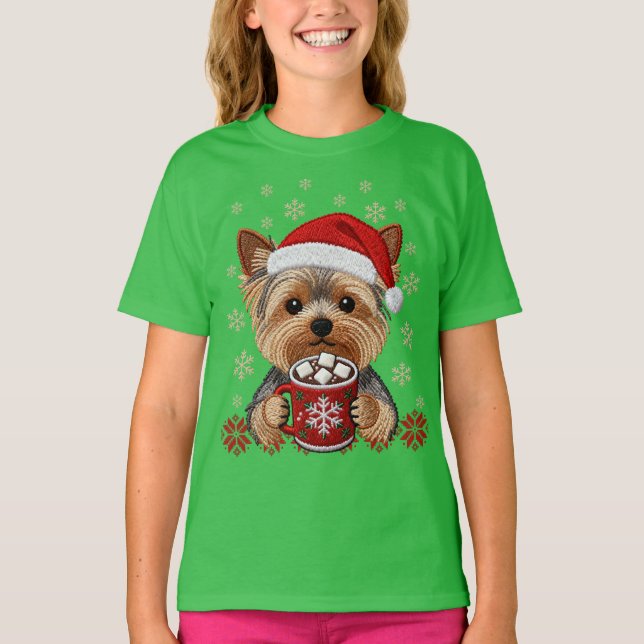 Adorable Christmas Yorkshire Terrier T-Shirt (Vorderseite)