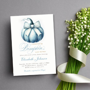 Adorable Citrouille bleu Baby shower Invitation