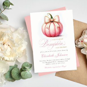 Adorable Citrouille rose Baby shower Invitation