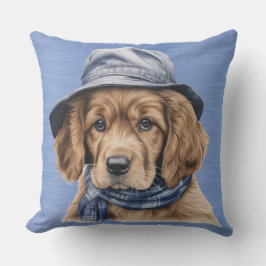ADORABLE COCKER SPANIEL PUPPEN MIT BLAUEM HAT KISSEN