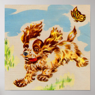 Adorable Cocker Spaniel Welpe auf dem Lauf Poster