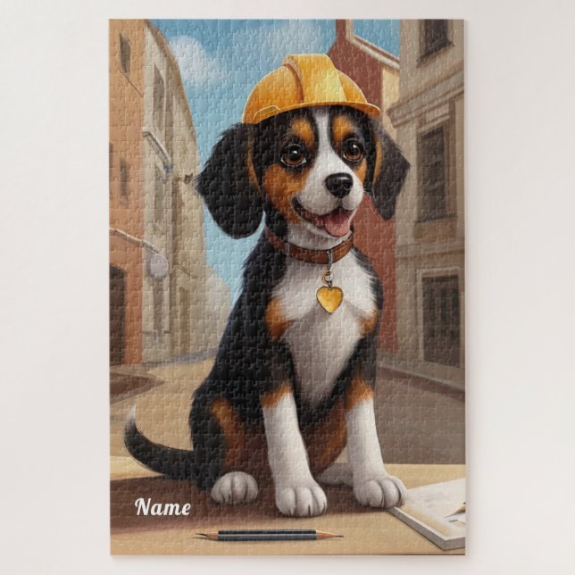 Adorable Construction Worker Hund Niedliche Welpen (Vertikal)