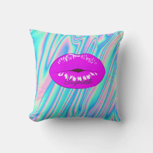 Adorable Coole, trendige Lippen, holografisch Kissen