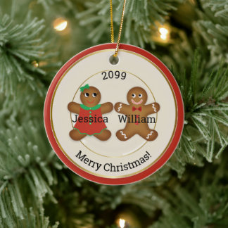 Adorable Couple Gingerbrot Ornament w Year