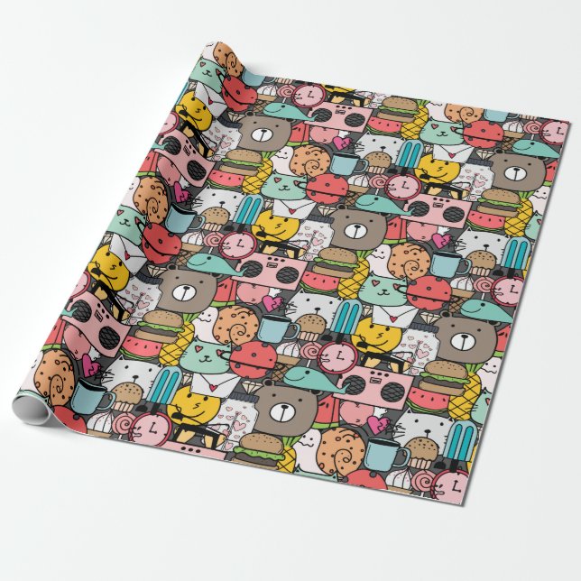 Adorable critters wrapping paper geschenkpapier (Ungerollt)