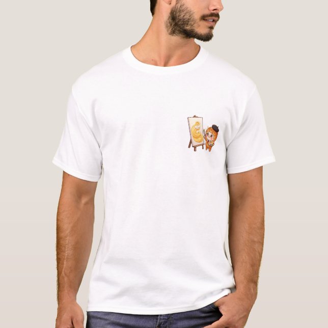 Adorable Croissant Artist Character Painting T-Shirt (Vorderseite)