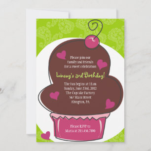 Adorable Cupcake Anniversaire Invitation