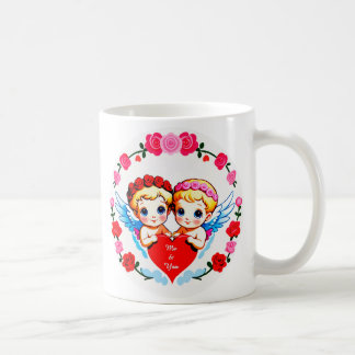 Adorable Cupid Angels Holding Heart Kaffeetasse