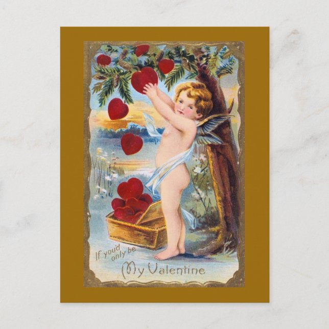 Adorable Cupid Valentine - Vintag! Feiertagspostkarte (Vorderseite)