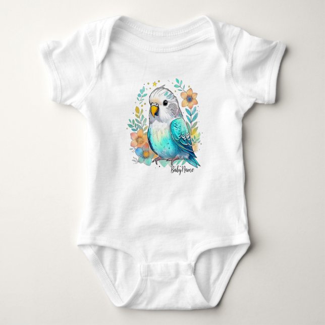 Adorable Custom Baby Budgie Bodysuit Baby Strampler (Vorderseite)