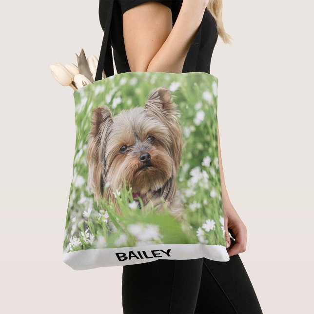Adorable Custom Pet Photo with Name Tasche (Von Creator hochgeladen)