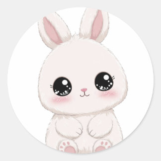 Adorable Cute Bunny Cartoon – Kids & Animal Lover  Runder Aufkleber