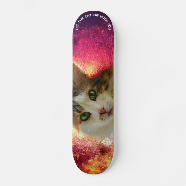 Adorable Cute Calico Cat Skateboard (Vorderseite)