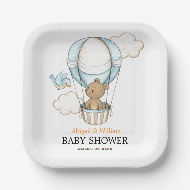 Adorable Cute Teddy Bear Baby Shower Party  Pappteller (Vorderseite)