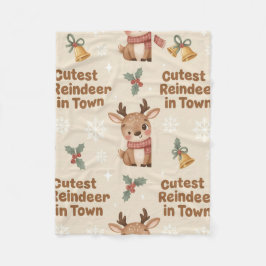 Adorable Cutest Reindeer in Town Woodland X-mas Fleecedecke