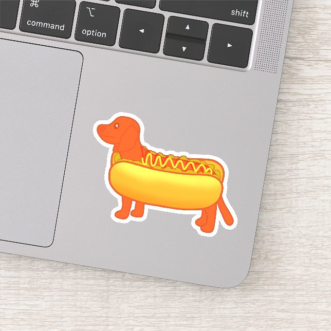 Adorable Dackel Hot Dog Aufkleber (Detail)