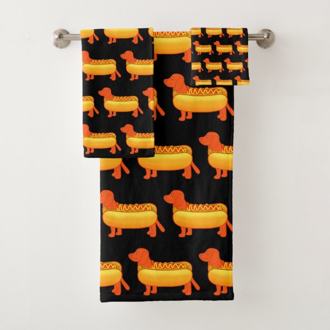 Adorable Dackel Hot Dog Badhandtuch Set (Insitu)