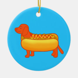 Adorable Dackel Hot Dog Keramik Ornament