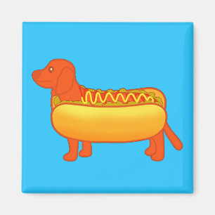 Adorable Dackel Hot Dog Magnet