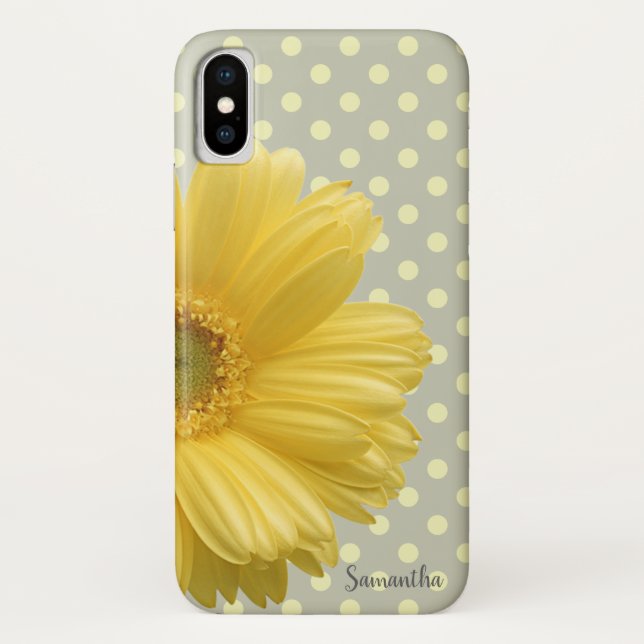 Adorable Daisy, Blume, Polka Dots - Personalisiert Case-Mate iPhone Hülle (Rückseite)