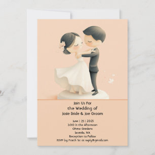 Adorable Dancing Duo Hochzeit Einladung
