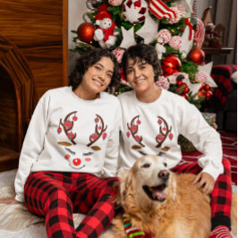 Adorable Deer Face & Ornaments on Antlers Women's Sweatshirt