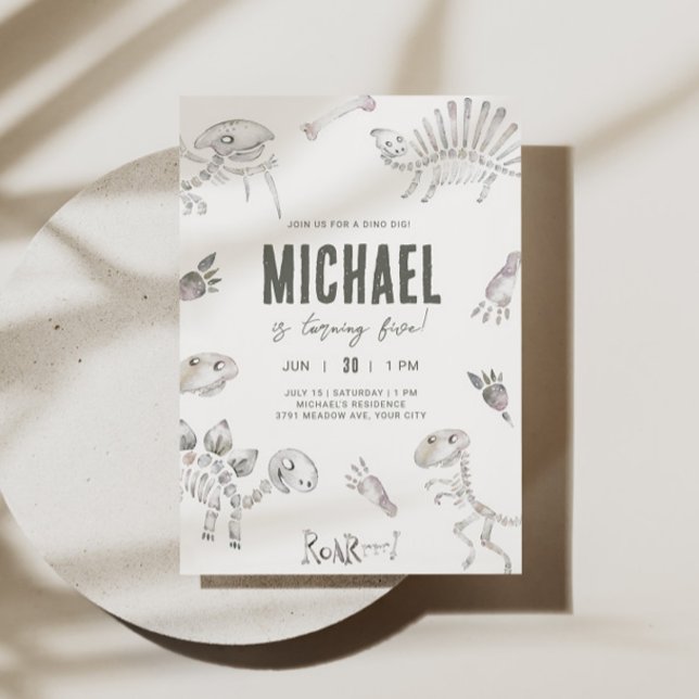 Adorable Dino Dig Birthday Einladung (Von Creator hochgeladen)