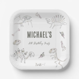 Adorable Dino Dig Birthday Pappteller