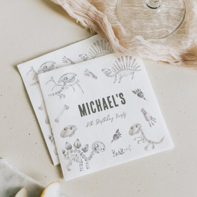 Adorable Dino Dig Birthday Serviette (Von Creator hochgeladen)