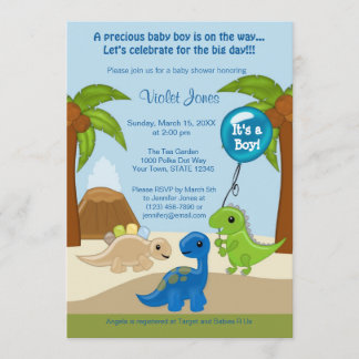Adorable Dinosaur Baby Shower Invitations Garçon