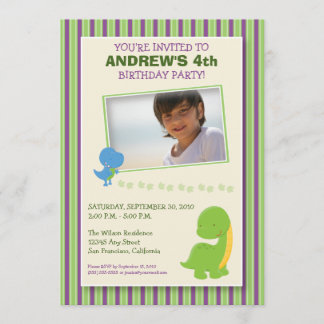 Adorable Dinosaur Geburtstagsparty Einladung (grün