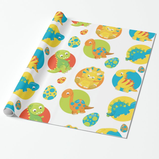 Adorable Dinosaurier Geschenkpapier (Ungerollt)