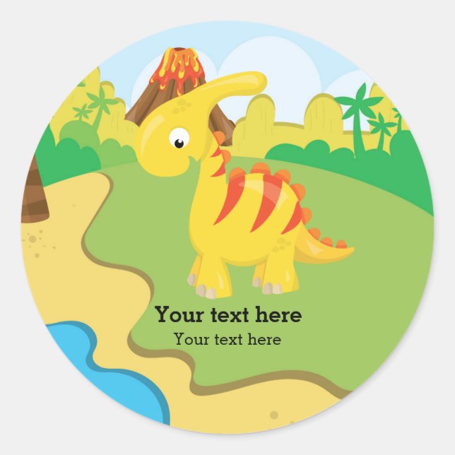 Adorable Dinosaurier Runder Aufkleber (Vorderseite)