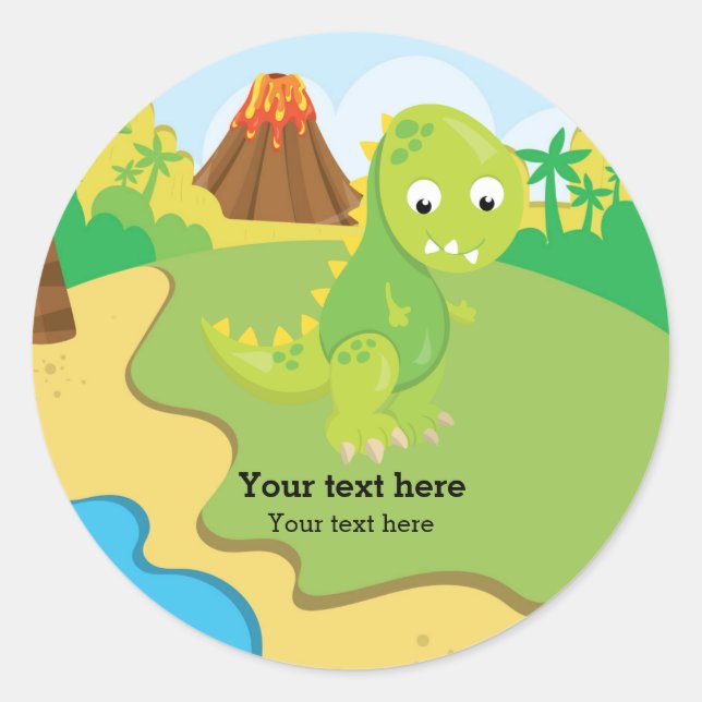 Adorable Dinosaurier Runder Aufkleber (Vorderseite)