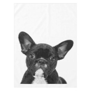 Adorable Dog Black French Bulldog Face Tischdecke