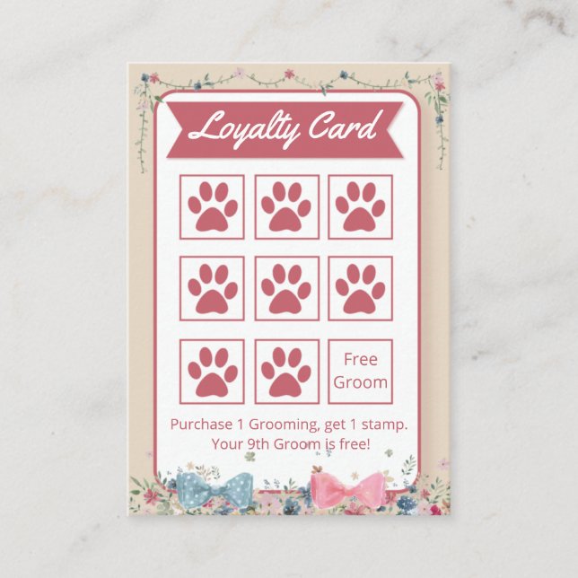 Adorable Dog Groomer Loyalty Card Visitenkarte (Vorderseite)