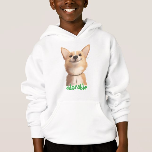 Adorable Dog Illustration Hoodie - Ideal für Haust (Vorderseite)