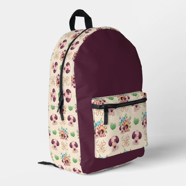 Adorable Dog Muster Bedruckter Rucksack (Rückseitige Ecke links)