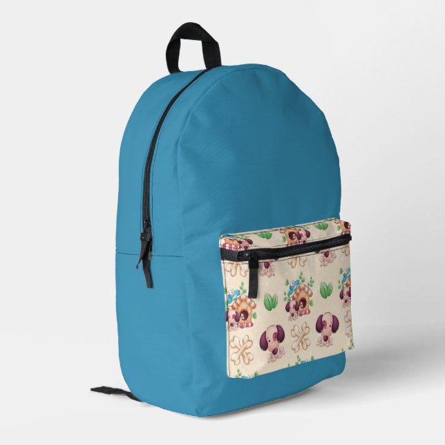 Adorable Dog Muster Bedruckter Rucksack (Rückseitige Ecke links)