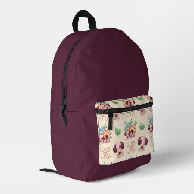 Adorable Dog Muster Bedruckter Rucksack (Rückseitige Ecke links)