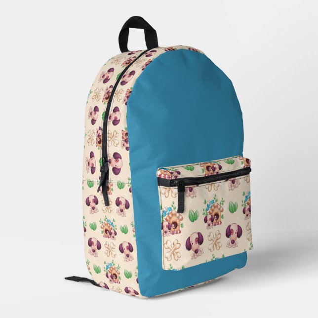 Adorable Dog Muster Bedruckter Rucksack (Rückseitige Ecke links)