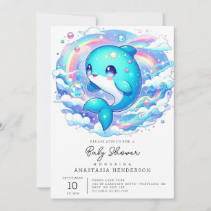 Adorable Dolphin Baby Dusche Einladung