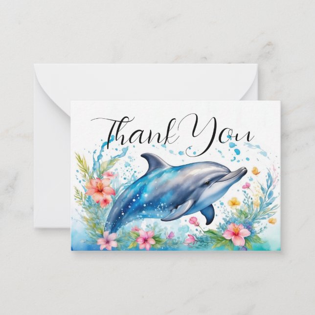 Adorable Dolphin Vielen Dank Mitteilungskarte (Vorderseite)
