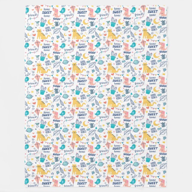 Adorable Doodle Animes Fleecedecke (Vorderseite)