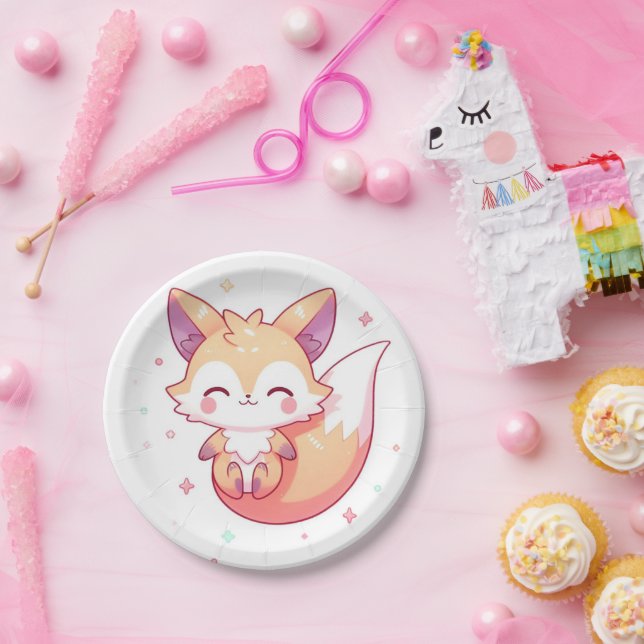 Adorable Dreamy Fox Babydusche Pappteller (Party)