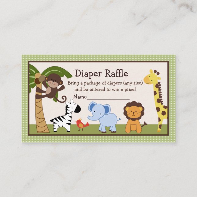Adorable Dschungeltiere Windeln Raffeln Tickets Begleitkarte (Vorderseite)